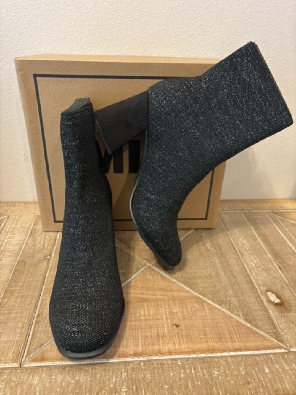 NEW MIA Piana Knit Ankle Boots Black Women Sizes 8 & 8.5